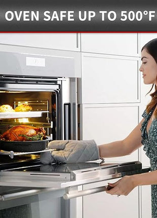 JY COOKMENT Granite Roaster Pan, Small 13” Enameled Roasting Pan with Domed Lid. Oval Turkey Roaster Pot, Broiler Pan Great for Small Chicken, Lamb. Dishwasher Safe Cookware Fit for 7Lb Bird