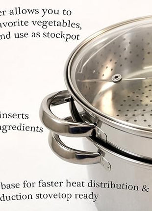 8 Quart 18/10 Stainless Steel 4 Piece Multi-Cookware Set With Encapsulated Base