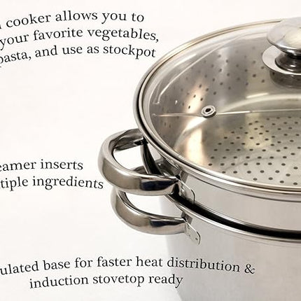 8 Quart 18/10 Stainless Steel 4 Piece Multi-Cookware Set With Encapsulated Base