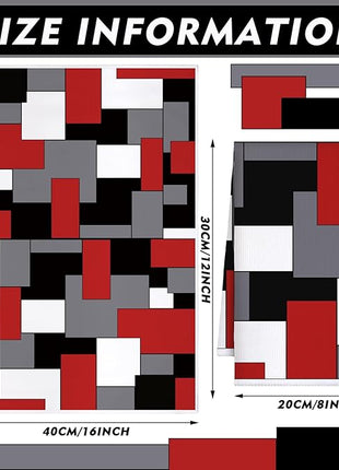 Boyiee Set of 6 Red Black Grey White Kitchen Towels Modern Geometric Dish Hand Towels 24 x 16 Inches Gifts Decorative Tea Cloth Gifts for Farmhouse Kitchen Bathroom Decorations