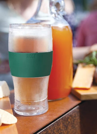 Host Freeze, Frozen Mugs, Freezable Pint Set, Beer Keep Your Drinks Cold, Double Walled Insulated Glasses, Tumbler for Iced Coffee, 16oz, Set of 2, Green