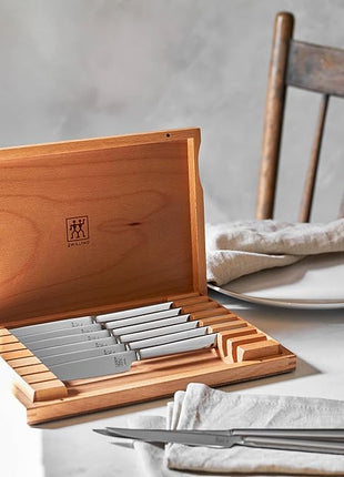 ZWILLING Contemporary Steak Knife Set of 8, Oval handle, Stainless Steel, with 12" x 10" case