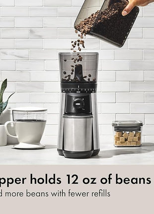 OXO Brew Conical Burr Coffee Grinder - Silver, Stainless Steel Burrs, One-Touch Automatic Smart Grind