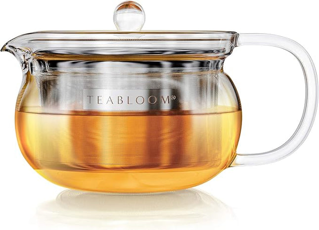Teabloom Kyoto 2-in-1 Tea Kettle and Tea Maker – Glass Teapot with Removable Loose Tea Filter – Tea Connoisseur's Choice