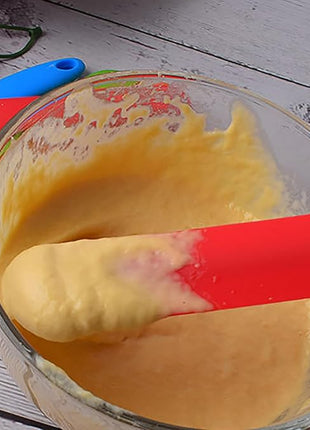 Silicone Skinny Spatula Scraper for Jars - Long Handle Sourdough Spatula (3 Pcs)