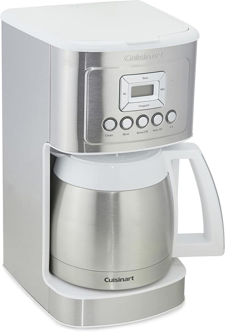 Cuisinart 12-Cup Coffee Maker, Programmable PerfecTemp Thermal Carafe Coffee Machine with 1-4 Cup Setting, Brew Strength Control and Brew Pause, Stainless Steel, White