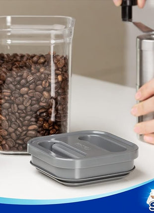 MR.SIGA 4 Pack Airtight Food Storage Container Set, BPA Free Kitchen Pantry Organization Canisters with One-handed Leak Proof Lids, 1L / 33.8oz, Medium, Gray