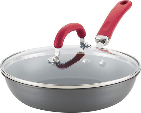 Rachael Ray Create Delicious Deep Hard Anodized Nonstick Frying Pan / Fry Pan / Hard Anodized Skillet - 10.25 Inch, Gray