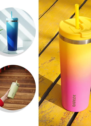 BJPKPK 22oz Stainless Steel Insulated Tumbler With lid And Straw Travel Coffee Thermal Tumblers Cup For Women And Men,Navy Blue