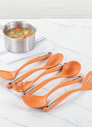 Met Lux Kitchen Utensil Sets, 10 Silicone Utensil Sets - 6 Pieces Per Set, High-Heat Tolerance, Orange Silicone Kitchen Utensils, For No-Stick Cookware - Restaurantware