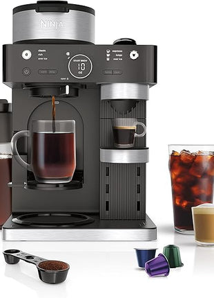 Ninja Espresso & Coffee Maker & Barista System, 3 Espresso Brew Styles, Single-Serve Coffee & Nespresso Capsule Compatible, Built-in Frother, Espresso, Cappuccino & Latte Maker, Black, CFN601