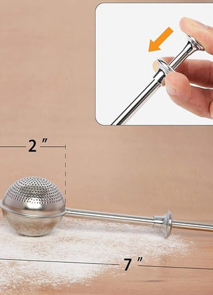 HULISEN Flour Duster for Baking, One-Handed Operation, 304 Stainless Steel Powdered Sugar Shaker Duster, Pick Up and Dust Flour Sifter, Gift Package