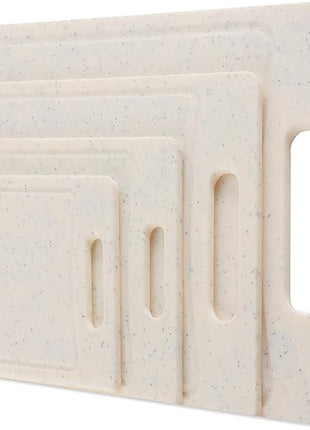 COOK WITH COLOR Non-Slip Cutting Board Set – Kitchen Essentials with Easy Grip Handle for Meat, Veggies, and Fruits, 4 Cutting Boards, White