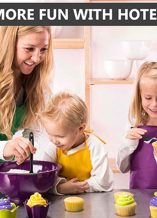 HOTEC 600℉ Heat Resistant BPA-Free Silicone Rubber Spatula Set,Kitchen Cooking Spatulas, Baking, Mixing for Non Stick Cookware, Dishwasher Safe, Black Set of 5