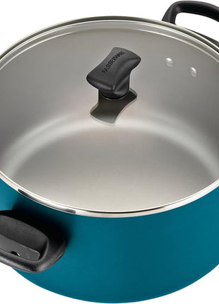 Farberware 20361 Dishwasher Safe Nonstick Cookware Set / Pots and Pans Set - 15 Piece, Blue