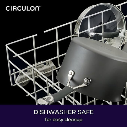 Circulon Radiance Deep Hard Anodized Nonstick Frying Pan /Skillet with Lid - 12 Inch, Gray