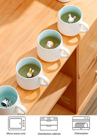 BigNoseDeer Hedgehog Mug Cute Mugs with 3D Hedgehog Inside Ceramic Coffee Mug with Spoon and Lid Mugs for milk,coffee and tea lovers Birthday Cute Gifts for Women 13.5oz