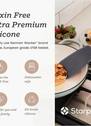 StarPack Premium Flexible Silicone Turner Spatula - High Heat Resistant to 600°F, Hygienic One Piece Design, Non Stick Rubber Kitchen Utensil for Fish, Eggs, Pancakes, Cookies & more (Stormy Grey)