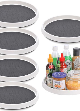 Set of 6, 12 Inch Non-Skid Lazy Susan Turntable, Lazy Susan Organizer for Cabinet, Pantry Organization, Kitchen Storage, Bathroom Sink Cabinet, Refrigerator, Countertop, Spice Rack (6 Pack 12 in)