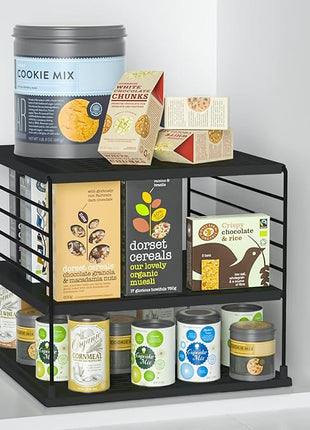 Upgraded Cabinet Organizers and Storage -Divided Compartment Holder for Plastic Bag, Wrap, Foil, Snack and Box for Kitchen and Pantry Organization and Storage, Kitchen Organization(Black)