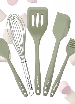 Starpack 'Flip & Whip' Premium Silicone Baking Utensils Set (5 Pcs) - Cooking Utensils with Heat Resistant to 600°F - Baking Utensils - Large & Small Spatulas, Whisk & Basting - Brush Baking Tool Set