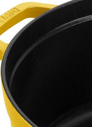 Staub Cast Iron Round Cocotte, Dutch Oven, 5.5-quart, serves 5-6, Made in France, Citron