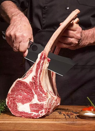 Dream Reach Meat Cleaver, 6.9 inch Black Boning Knife, High Carbon Steel Sharp Kitchen Forged In Fire Knife with Sheath Gift Box Bottle Opener for Outdoor Camping, Christmas Gifts for Men Women