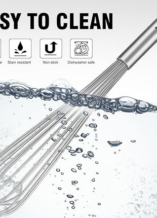 Walfos Whisk,17in Large Whisks, Heavy Duty Stainless Steel Wire Whisk Ideal For Beating Eggs, Blending Sauces, Mixing Batter.