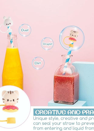 Needbrock 8 PCS Straw Covers Cap for Stanley Cup, Silicone Straw Topper for Stanley 30&40 Oz Tumbler, Cute Straw Caps in Various Shapes Reusable Straw Caps for Stanley Cup Accessories, 10mm