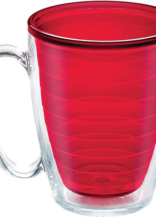 Tervis Clear & Colorful Tabletop Made in USA Double Walled Insulated Tumbler Travel Cup Keeps Drinks Cold & Hot, 16oz Mug, Red