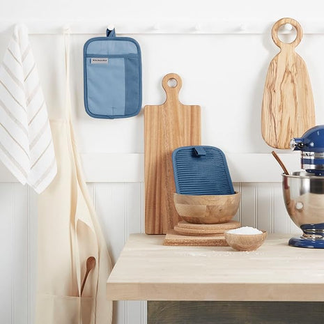 KitchenAid Beacon Two-Tone Non-Slip Pot Holder Set, Blue Velvet/Blue Heaven, 7"x10", 2 Piece