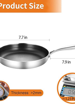DELARLO Whole body Tri-Ply Stainless Steel 7.8 inch Mini Omelet Pans Nonstick Small Frying Pan, Oven safe induction skillet, Suitable for All Stove (Detachable Handle)