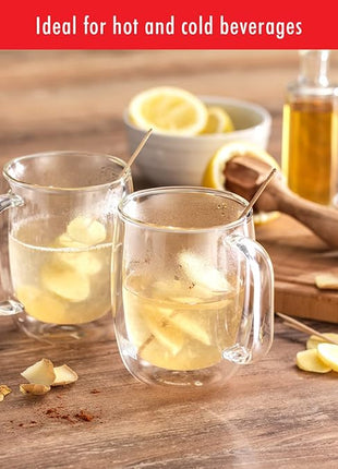 ZWILLING Sorrento Plus 4-pc Double Wall Glass Coffee Mugs, Insulated Coffee Mug, Clear