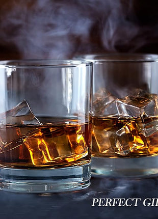 Old Fashioned Whiskey Glass Set, Premium Rocks Glasses for Cocktails and Bourbon, 10 1/4 Oz, Set of 6, Lead-Free Crystal, Bar Drinking Glass Tumbler for Scotch, Cognac, Irish Whisky