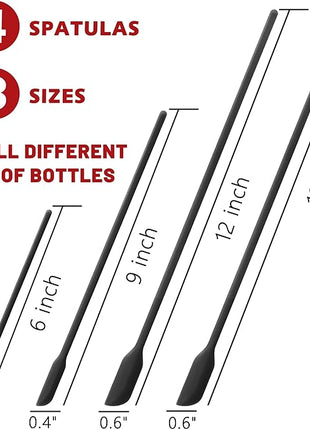 Anaeat Mini Silicone Spatulas - Set of 4 Multifunctional Small Kitchen Scraper Lotion Stirrer Tiny Makeup Beauty Spatula Reusable for Jam Jar, Cosmetic Bottles, Narrow Can and Thin Bottles (Black)