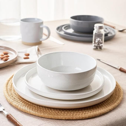 Famiware Milkyway Stoneware Dinnerware Sets with Mugs, Service for 4 (16pcs), Plates and Bowls Sets, Scratch Resistant, Microwave and Dishwasher Safe Dishes Set, Multi-color