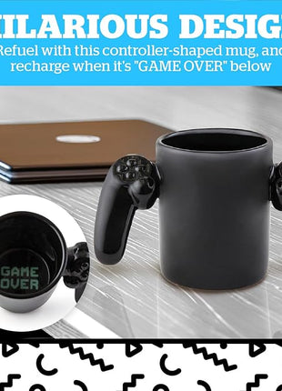 BigMouth Inc. Game Over Ceramic Coffee Mug, Video Game Controller Handle Cup, Gamer Gift, Holds 14 Ounces