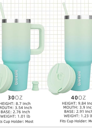 BJPKPK Insulated Tumblers With Handle And Straw 30 oz Stainless Steel Tumbler Cups With Lid,Mint