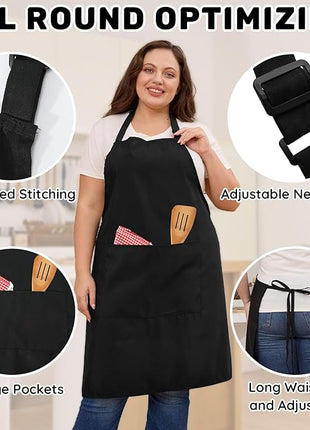 2 Pcs Plus Size Chef Apron, Unisex Professional Apron with 2 Pockets for Cooking, Work, Baking (Larger Size)