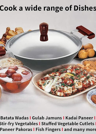 Hawkins Futura Hard Anodised Deep-Fry Pan 3.75 L, 30 cm, 4.06 mm with SS Lid and Induction Compatible Base (Black)