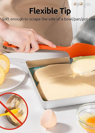 U-Taste Silicone Baking Spatula Set: 600ºF High Heat Resistant, Food Grade Flexible Rubber Kitchen Cooking Mixing Scraper, Food Grade Seamless Utensil for Nonstick Cookware Set of 3 (Colorful)