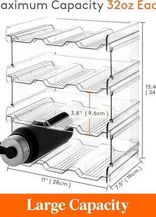 Lifewit Water Bottle Organizer, Stackable Kitchen Pantry Organization and Storage, 12-Bottle Plastic Holder, Countertop 4Pack, Modern Design