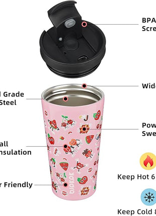 BJPKPK 18oz Stainless Steel Insulated Tumbler With lid And Straw Travel Coffee Thermal Tumblers Cup For Women And Men,Passionate Pink