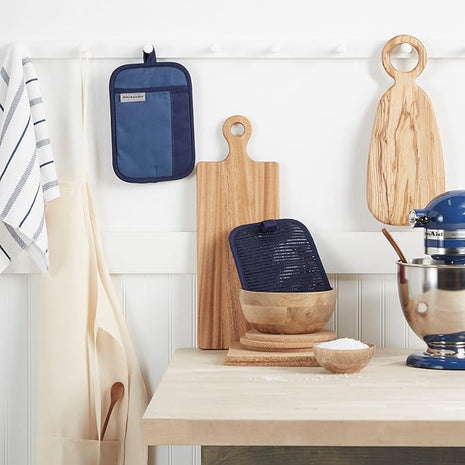 KitchenAid Beacon Two-Tone Non-Slip Pot Holder Set, Navy/Ink, 7"x10", 2 Piece