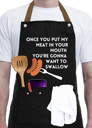 REHAVE Gift Ideas For Her Him - Birthday Gifts For Men, Dad, Husband, Boyfriend, Brother - Funny BBQ Apron for Men with Pockets, Dad Gifts from Daughter, Son - Cooking Gifts, BBQ Gifts, Grill Apron