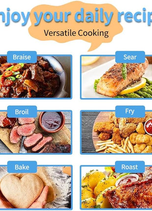 Cast Iron Dutch Oven 3.8 Quart Pot With Lid - Blue Heavy Duty Dual Handles Porcelain Enameled Skillet - Family or Friends Gifts