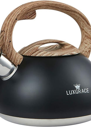 s-p Whistling Tea Kettle Stainless Steel Teapot, Teakettle for Stovetop Induction Stove Top, Fast Boiling Heat Water Tea Pot 2.2 Quart(Black)