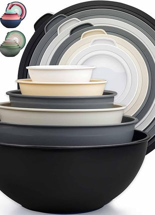 Zulay Kitchen 12 Piece Plastic Mixing Bowls with Leak-Proof Lids Set - Microwave and Freezer Safe Kitchen Mixing Bowls for Preparing, Serving and Storing - Large Nesting Bowls (Midnight Ombre)