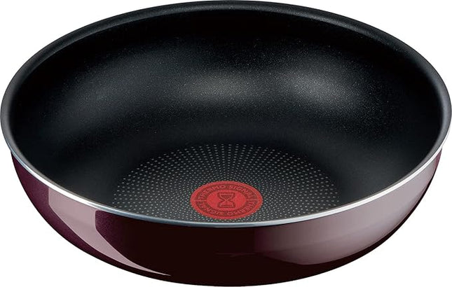 ティファール(T-fal) Tefal L43977 Ingenio Neo Vintage Bordeaux Intense Wok Pan with Removable Handle, 10.2 inches (26 cm), Deep Wok, Compatible with Gas Fire