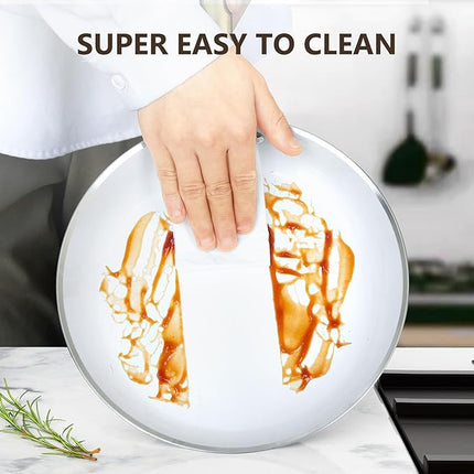 COOKSMARK Nonstick Ceramic Cookware Set, Induction & Dishwasher Safe Scratch-Resistant Pots and Pans Set with Glass Lids 10 Pieces, White